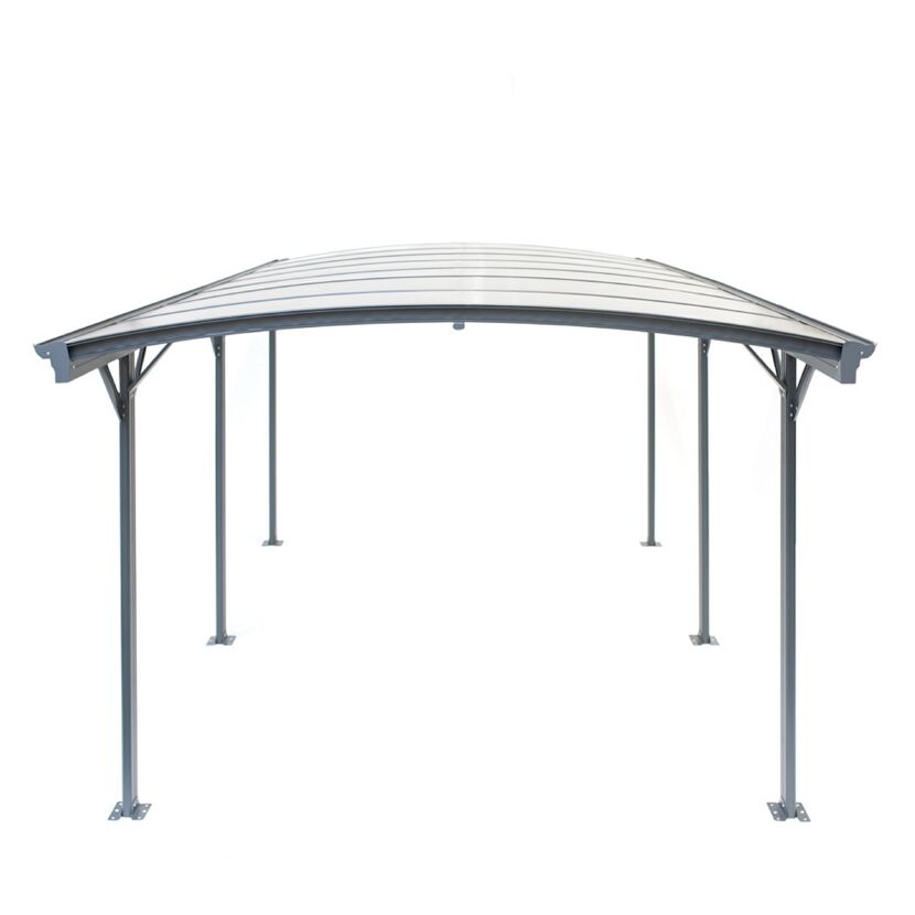 Anthrazitfarbener Carport mit Rundbogendach