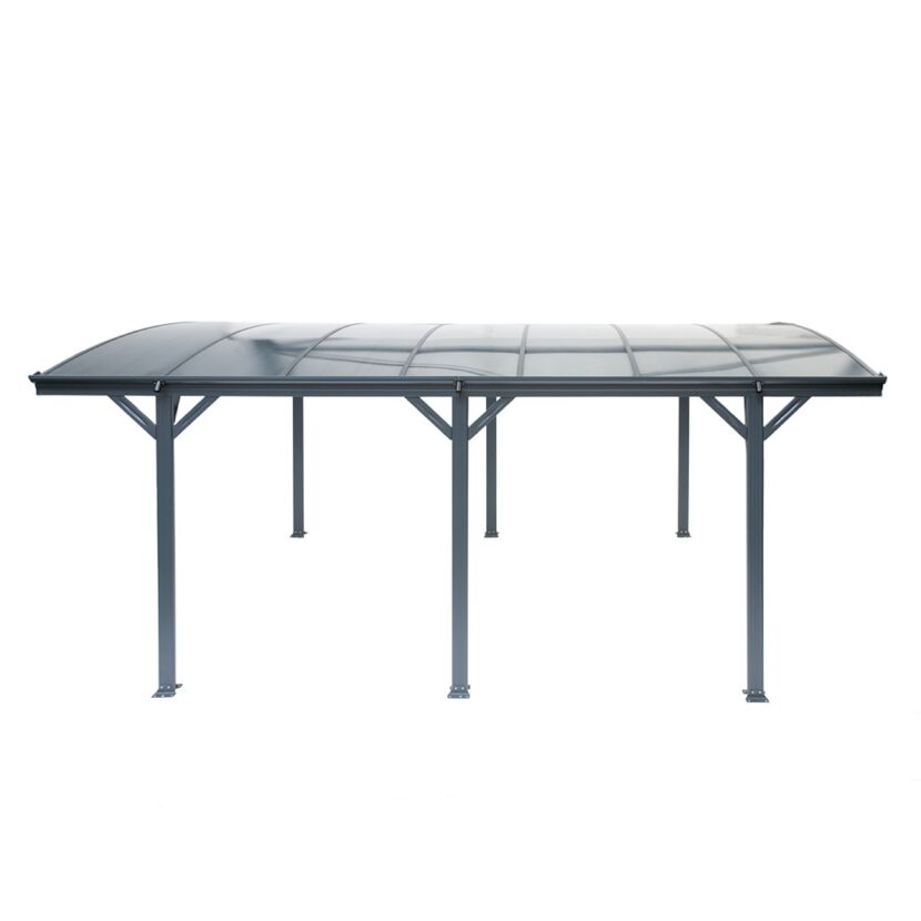 Anthrazitfarbener Carport mit Rundbogen