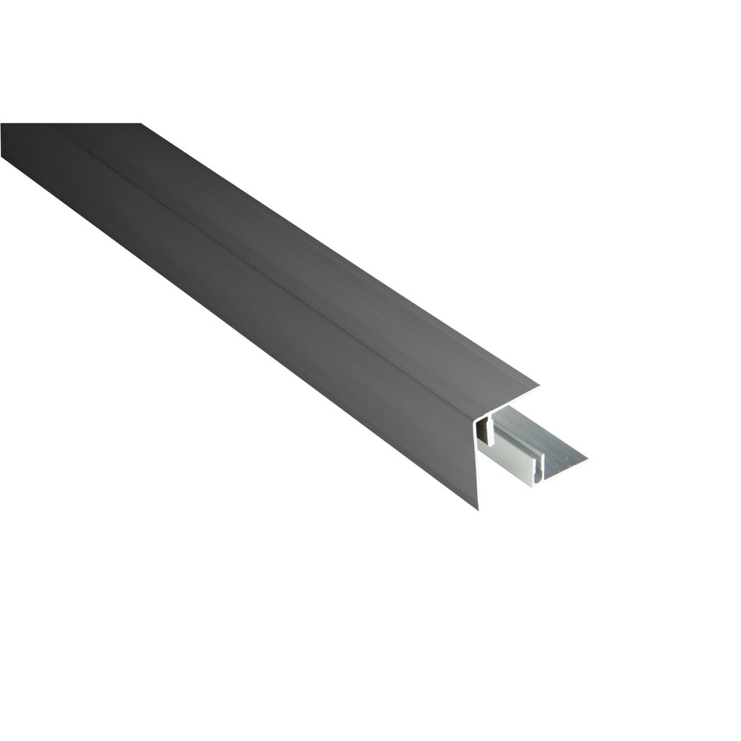 Alu-Seitenabschlussprofil anthrazit eloxiert mit Alu-Befestigungsprofil 2500 x 45 x 59 mm