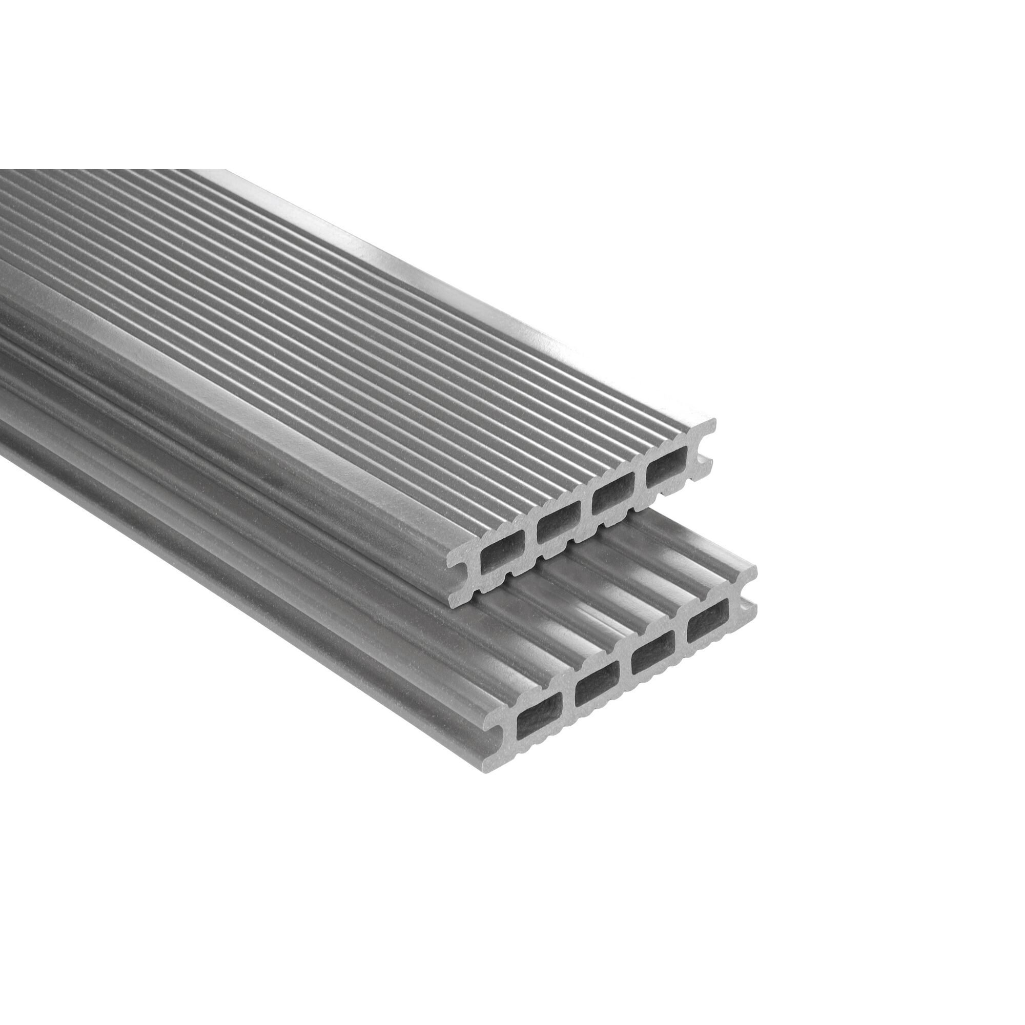 zwei graue WPC Dielen
