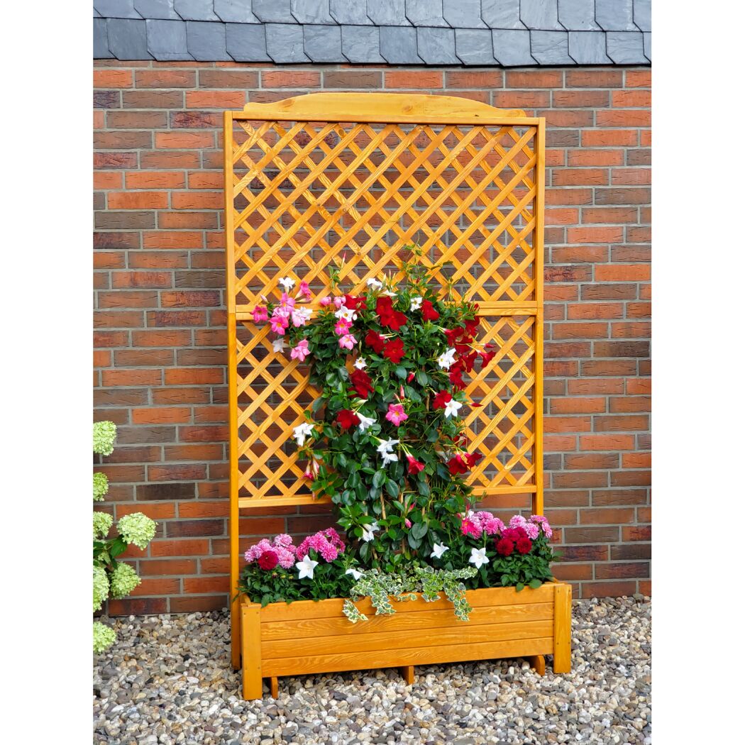 Holzblumenkasten mit Rankgitter