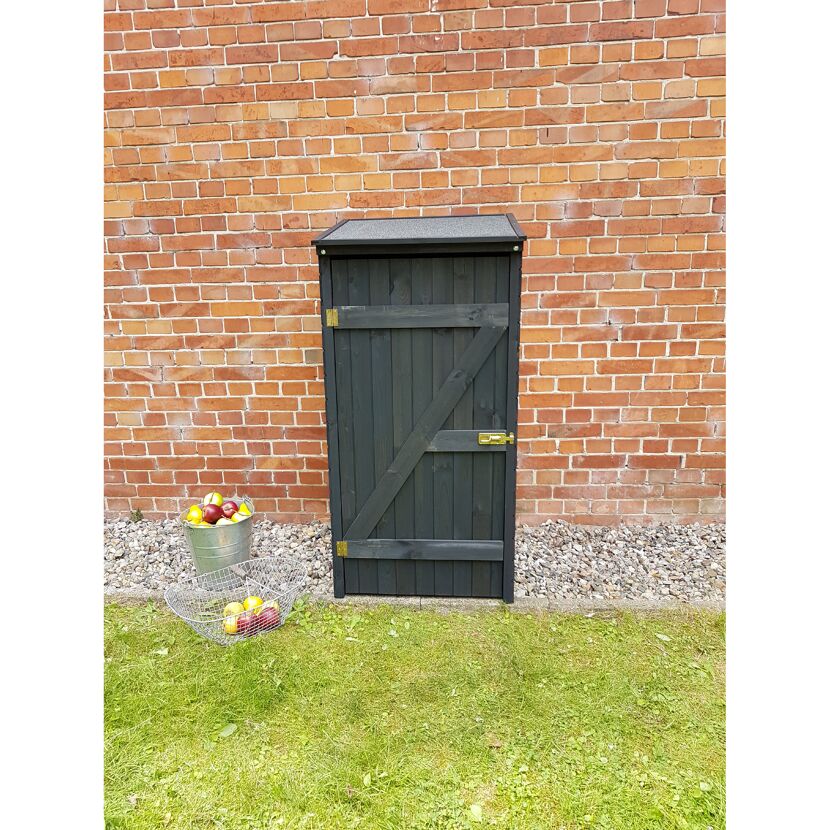 Schwarzer Geräteschrank aus Holz