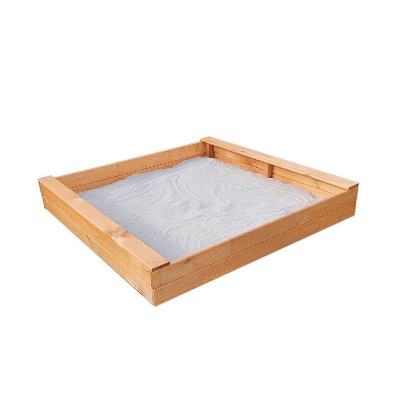 Hölzerner Sandkasten mit Sand