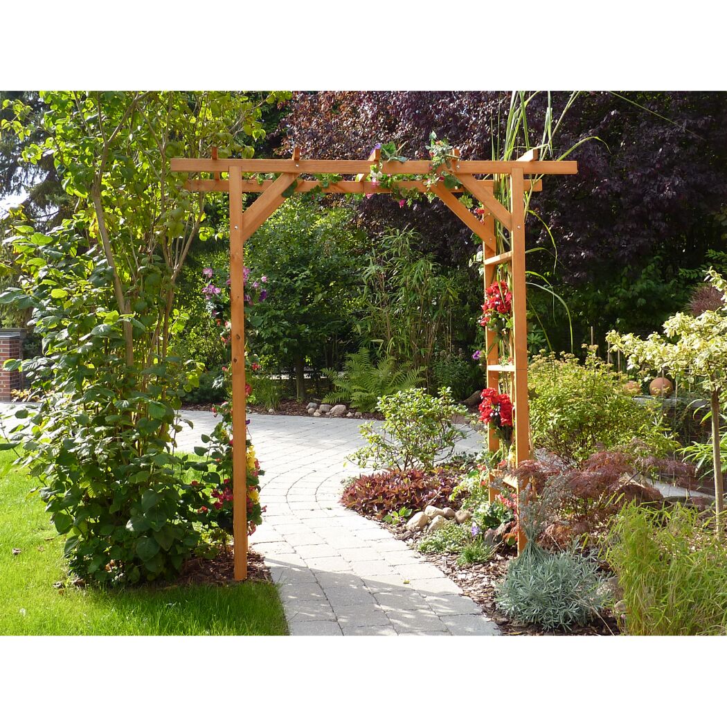 Hölzerner Gartenbogen mit Rankgitter