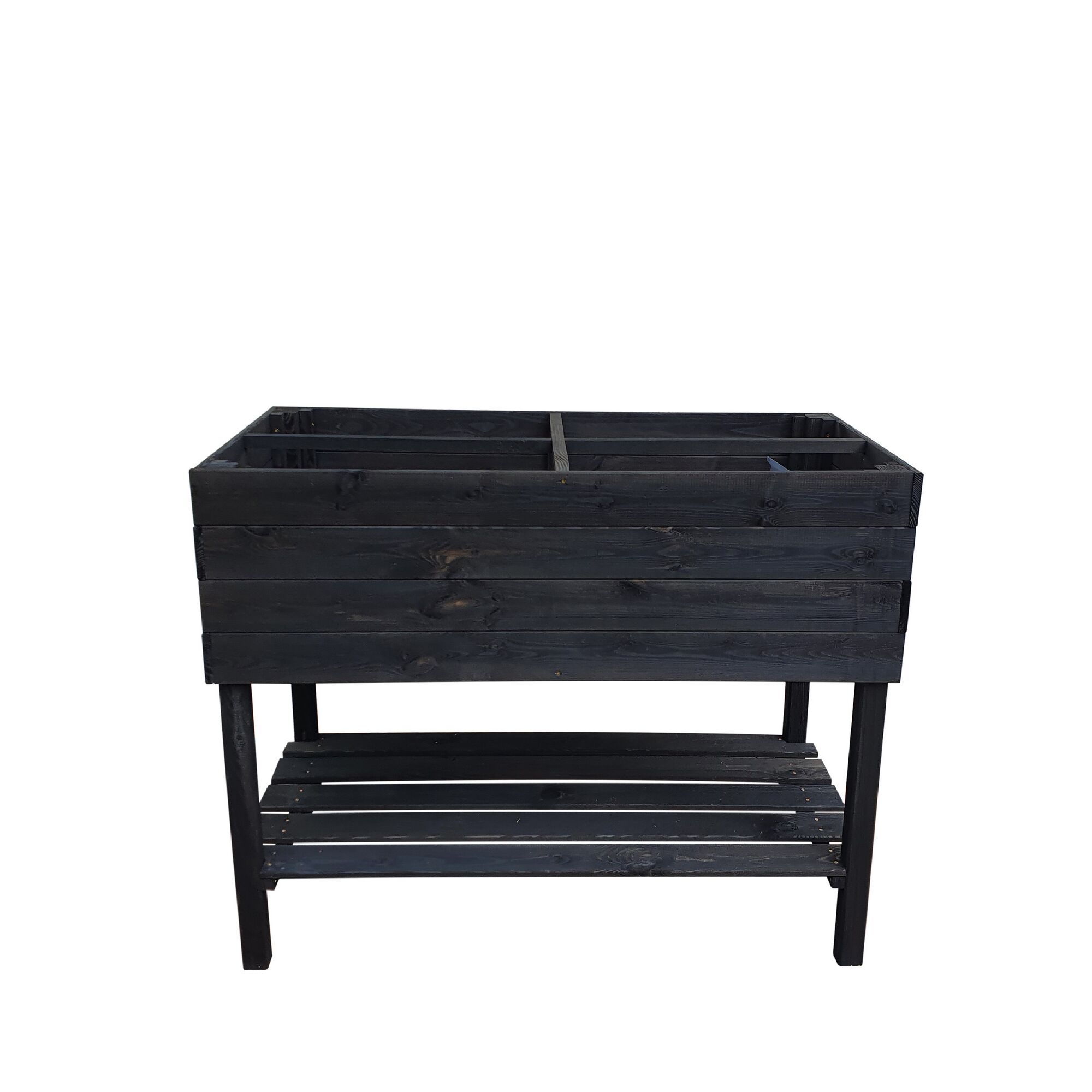 Schwarzes Hochbeet aus Holz