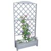 Grauer Rankkasten mit Blumen