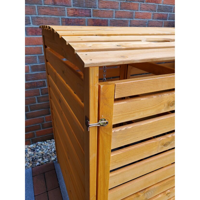 Holz Mülltonnenbox mit Schrägdach