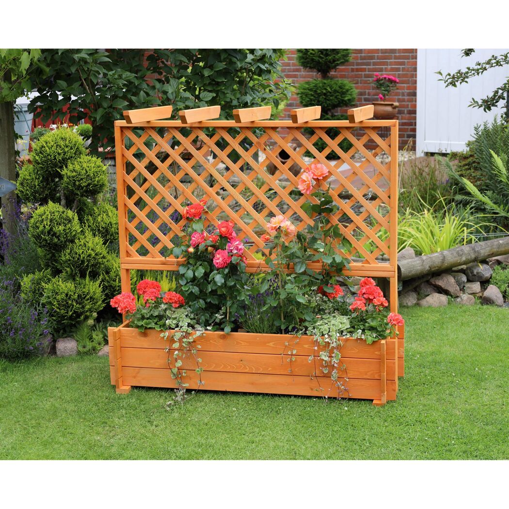 Rankkasten mit Pergola braun 140 x 140 x 46,5 cm