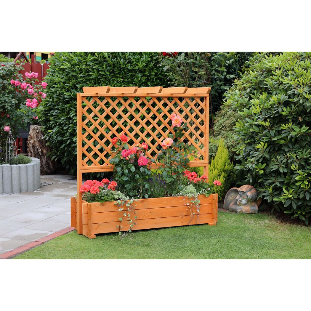 Rankkasten mit Pergola braun 140 x 140 x 46,5 cm