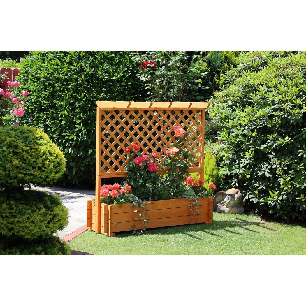 Rankkasten mit Pergola braun 140 x 140 x 46,5 cm