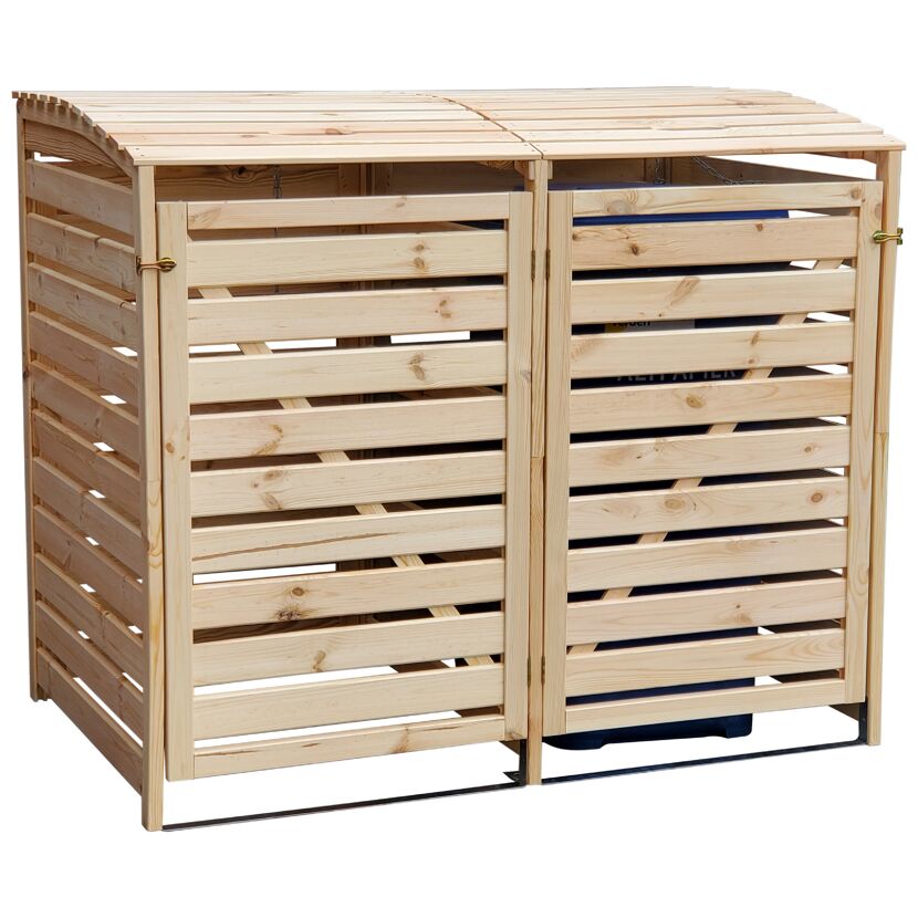 Doppelte Mülltonnenbox aus Holz