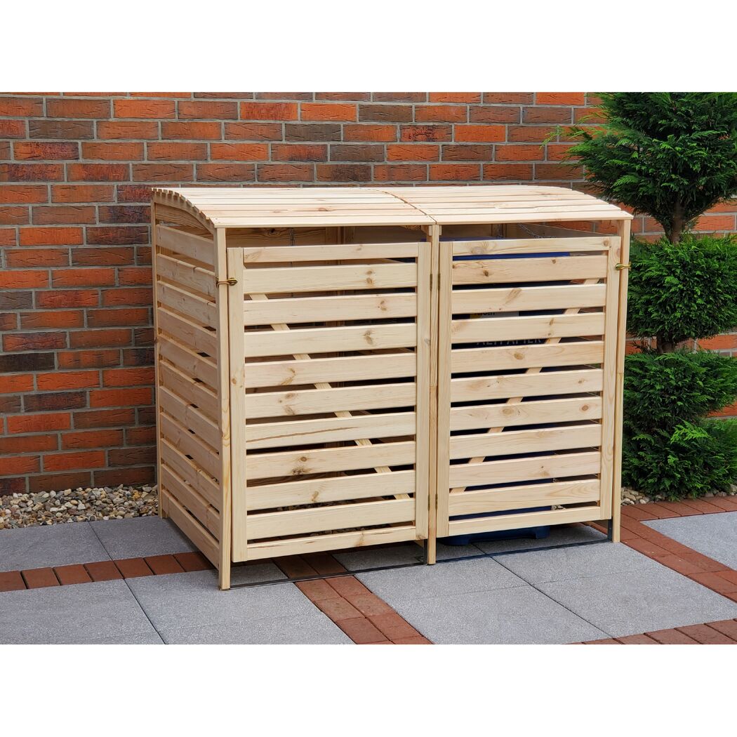 Doppelte Mülltonnenbox aus Holz