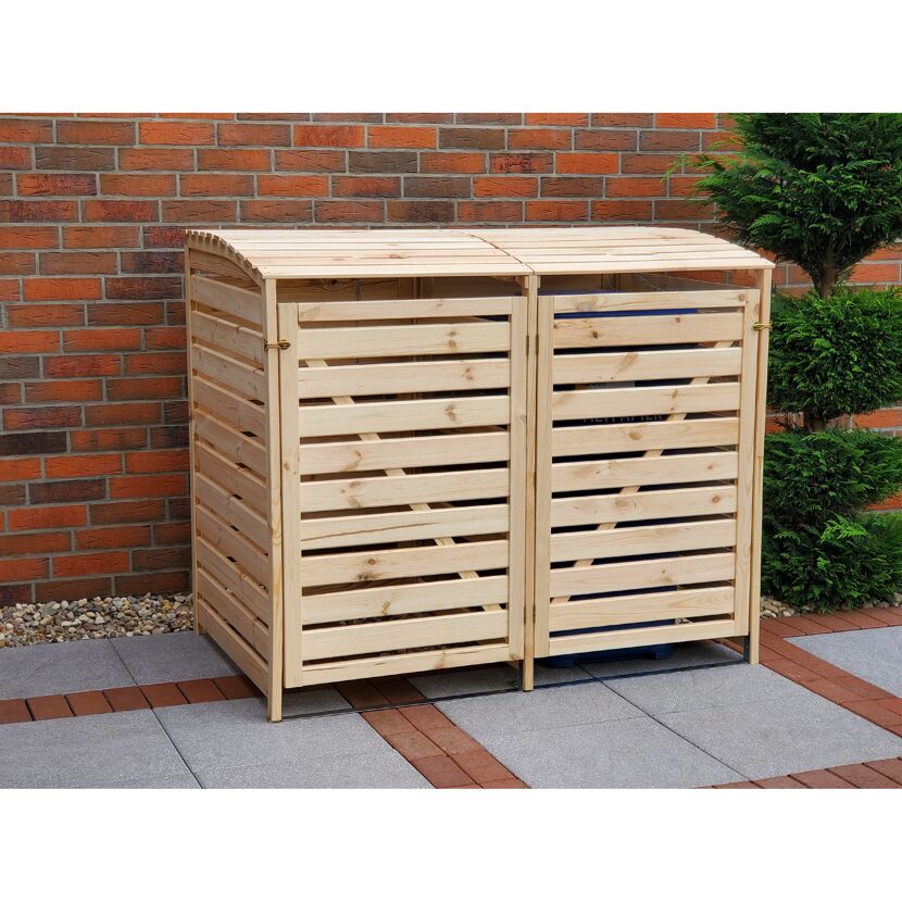 Doppelte Mülltonnenbox aus Holz