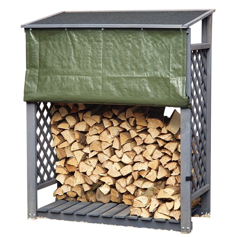 Grauer Holzlager für Brennholz