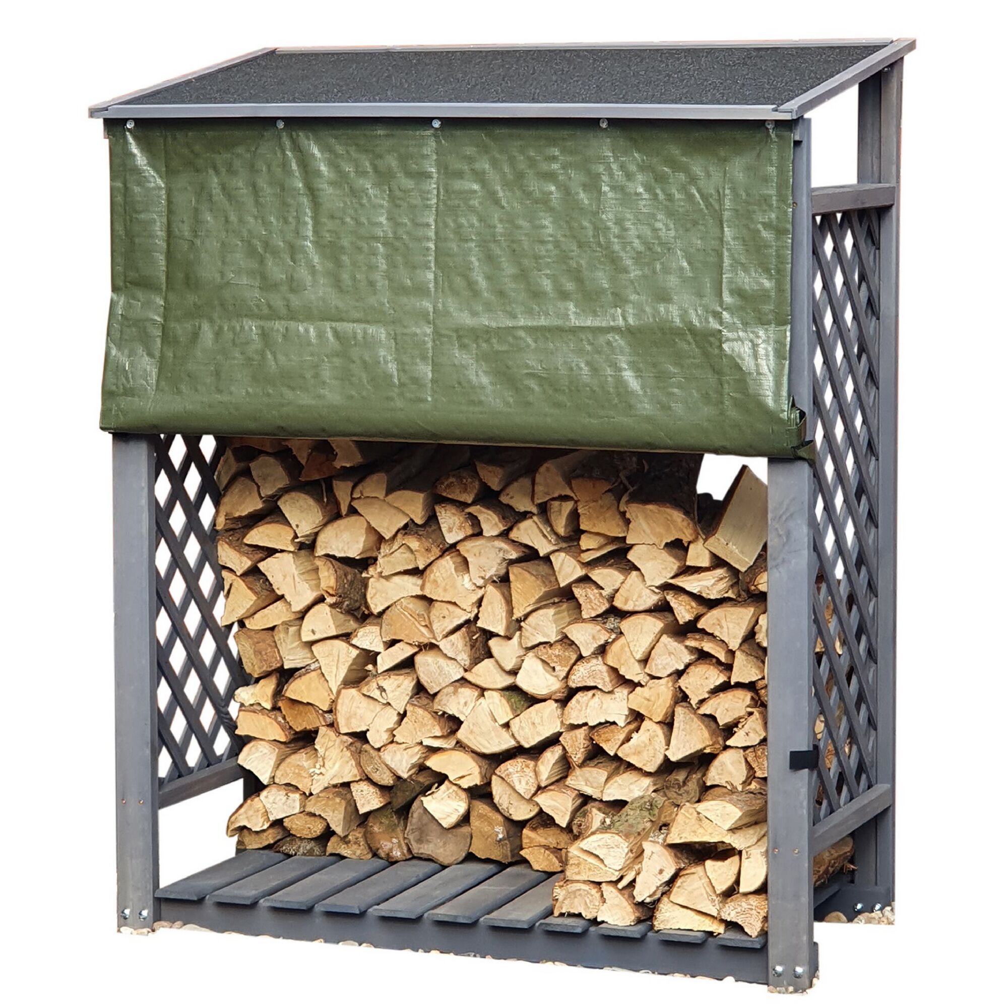 Grauer Holzlager für Brennholz