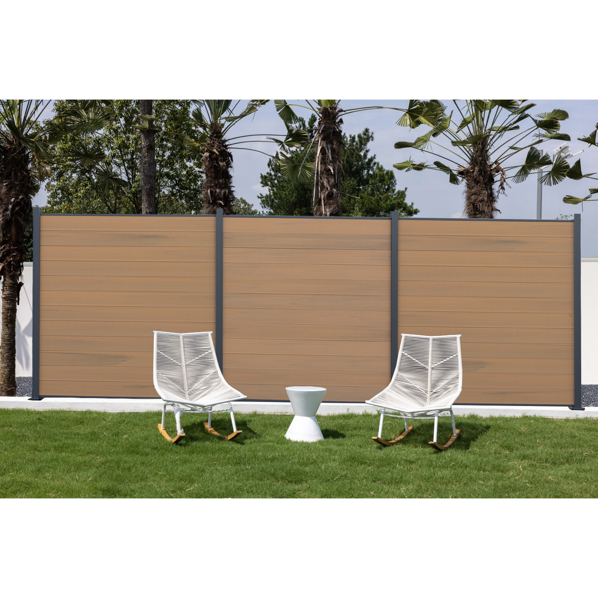 WPC-Zaun 'Tim' sandfarben 180 x 180 cm, ohne Pfosten