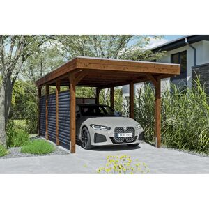 Einzelcarport 'Friesland Hybrid Set 11' Fichtenholz nussbaumfarben 314 x 555 cm