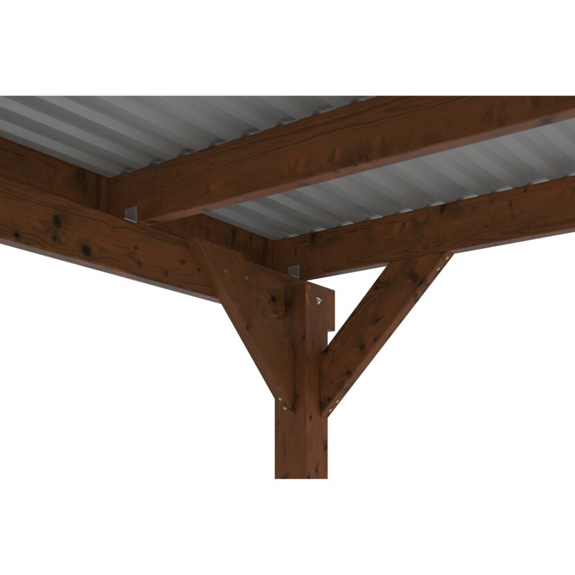 Einzelcarport 'Friesland Hybrid Set 11' Fichtenholz nussbaumfarben 314 x 555 cm