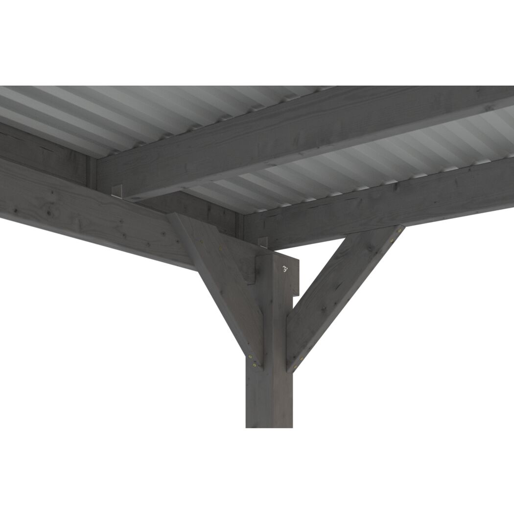 Einzelcarport 'Friesland Hybrid Set 11' Fichtenholz schiefergrau 314 x 555 cm