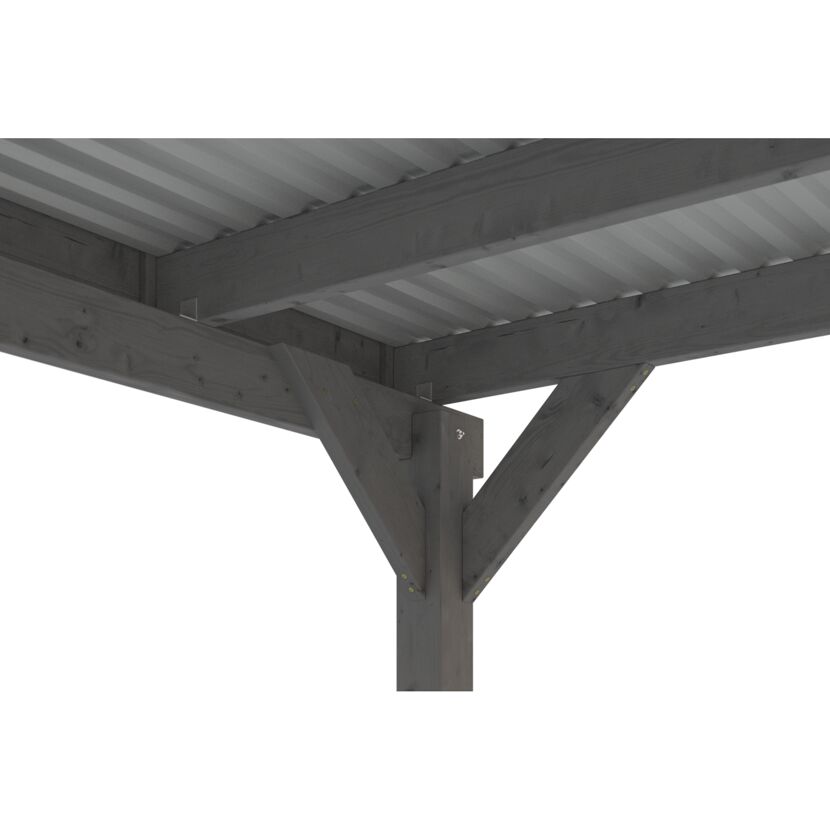 Einzelcarport 'Friesland Hybrid Set 11' Fichtenholz schiefergrau 314 x 555 cm