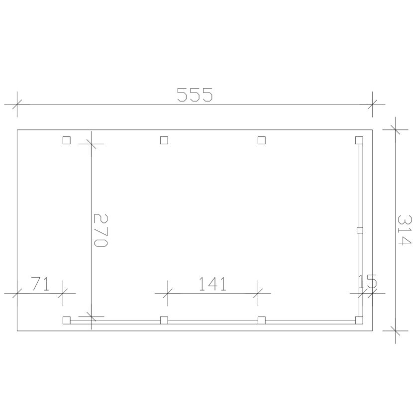 Einzelcarport 'Friesland Hybrid Set 11' Fichtenholz schiefergrau 314 x 555 cm