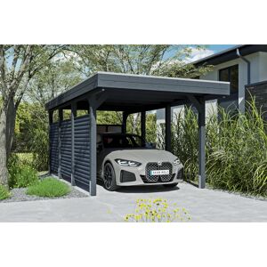 Einzelcarport 'Friesland Hybrid Set 11' Fichtenholz anthrazit 314 x 555 cm