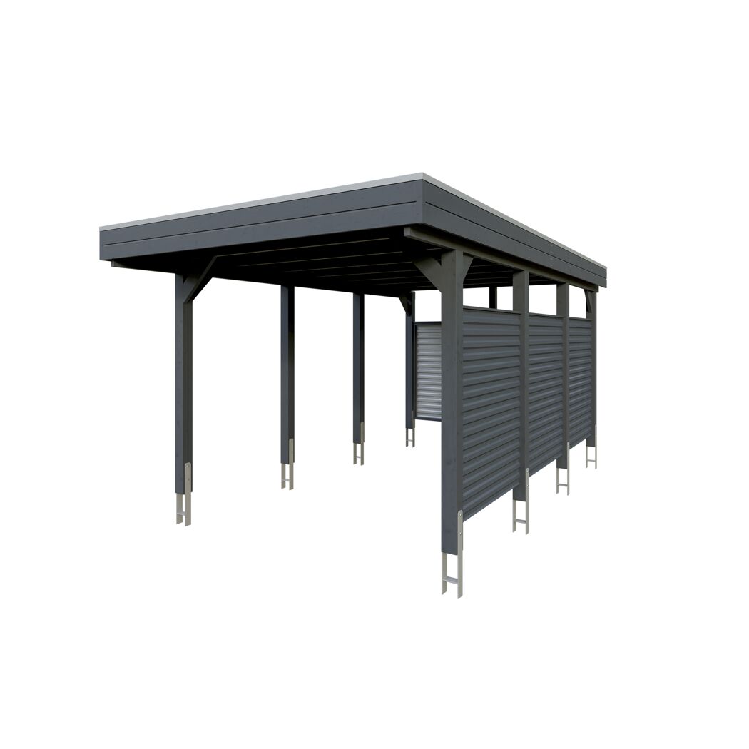 Einzelcarport 'Friesland Hybrid Set 11' Fichtenholz anthrazit 314 x 555 cm