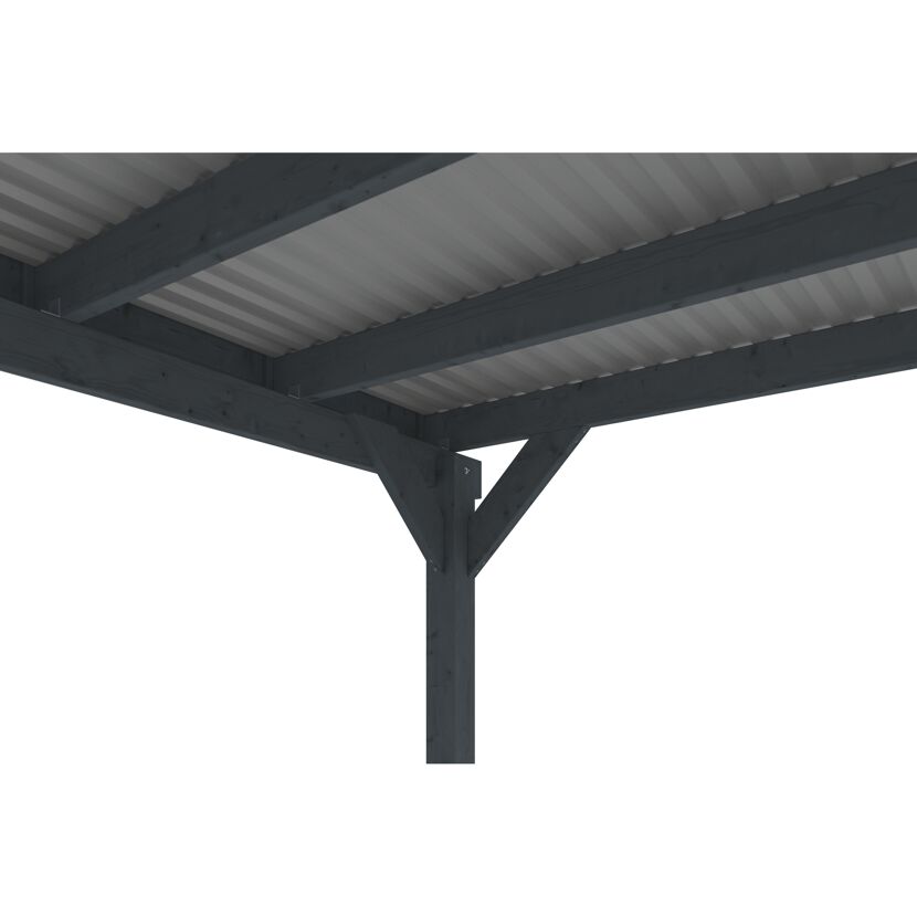 Einzelcarport 'Friesland Hybrid Set 11' Fichtenholz anthrazit 314 x 555 cm