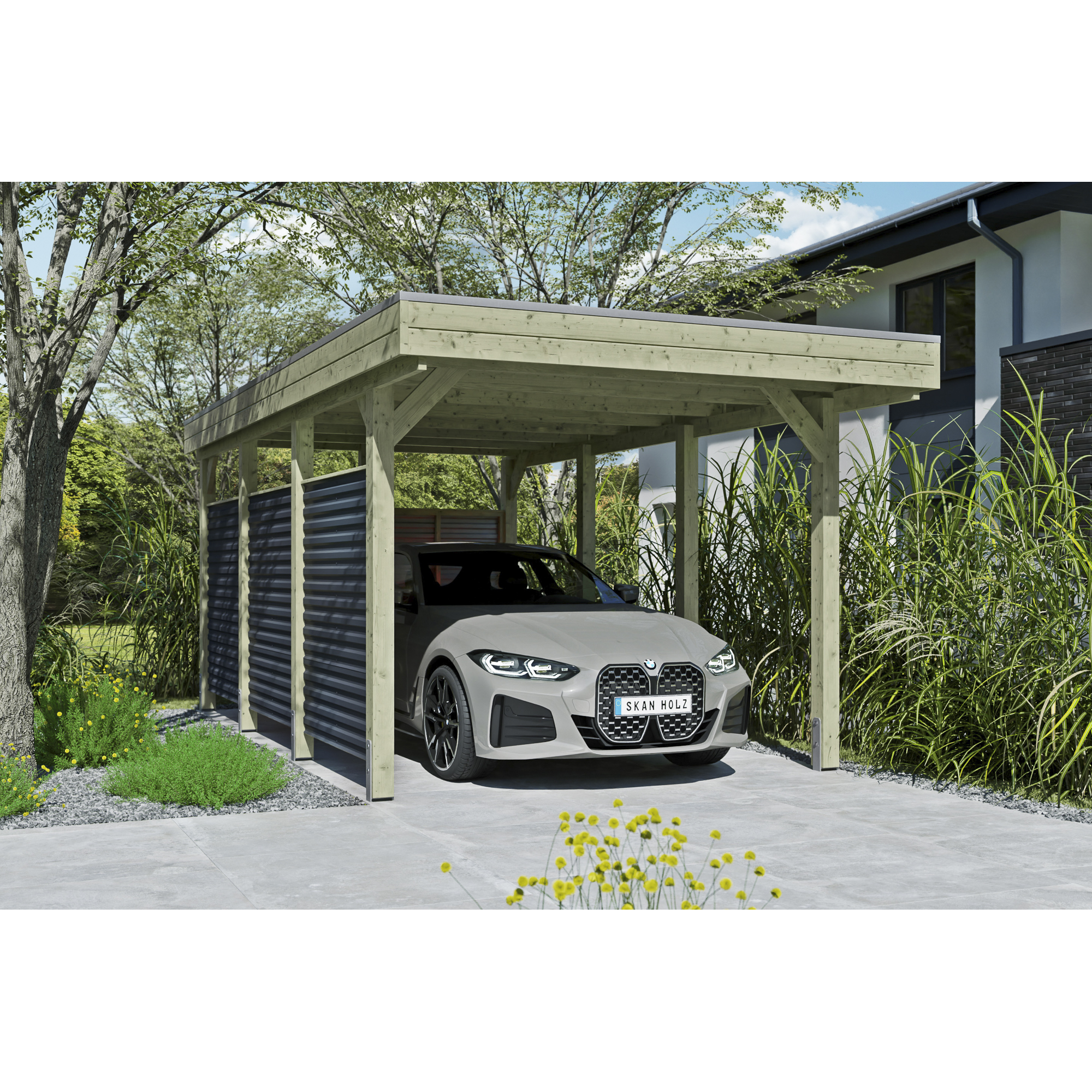 Einzelcarport 'Friesland Hybrid Set 11' Fichtenholz 314 x 555 cm