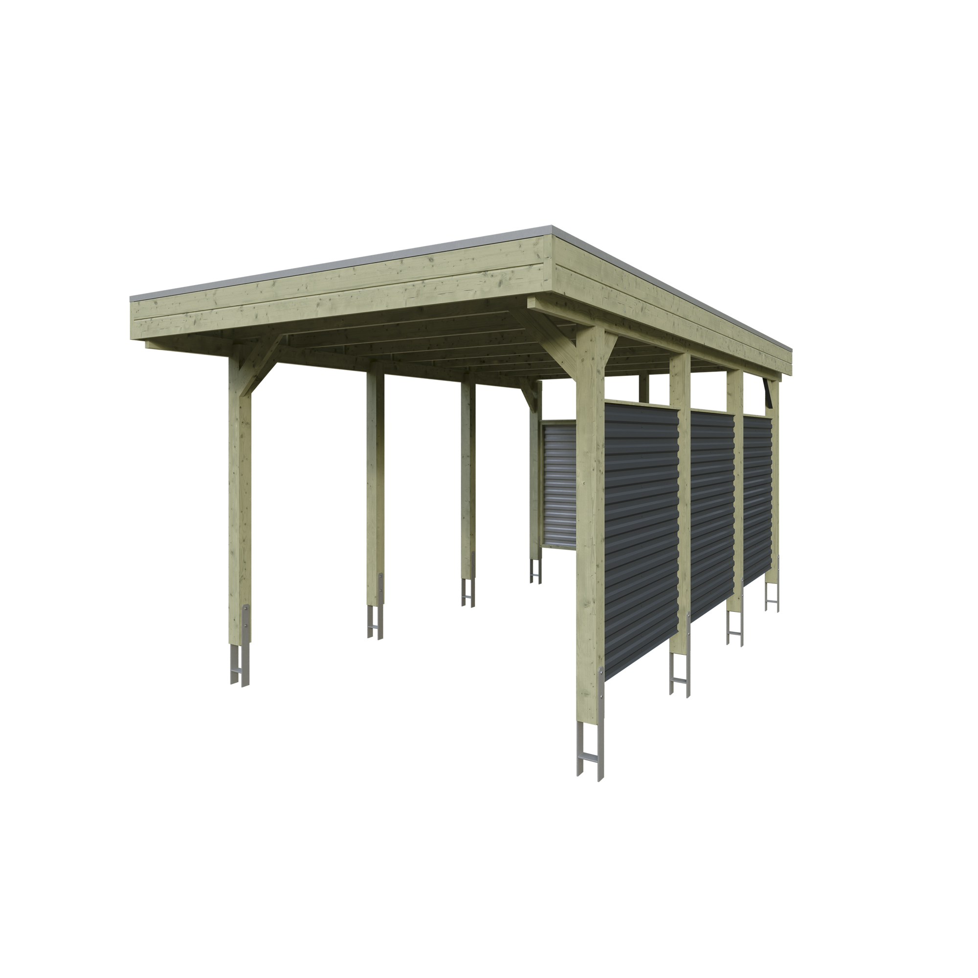 Einzelcarport 'Friesland Hybrid Set 11' Fichtenholz 314 x 555 cm