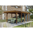 Einzelcarport 'Friesland Hybrid Set 12' Fichtenholz nussbaumfarben 314 x 708 cm