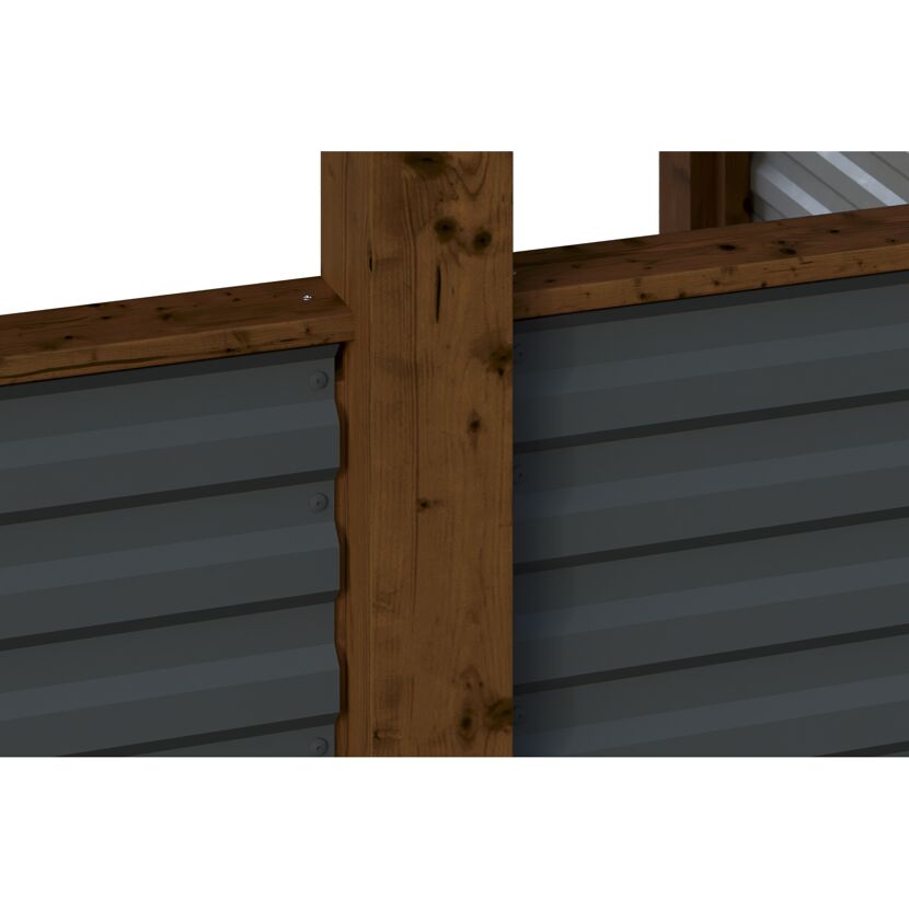 Einzelcarport 'Friesland Hybrid Set 12' Fichtenholz nussbaumfarben 314 x 708 cm