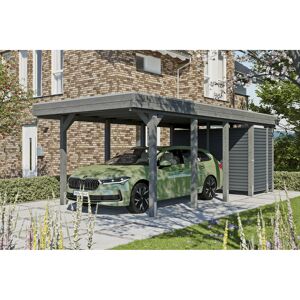 Einzelcarport 'Friesland Hybrid Set 12' Fichtenholz schiefergrau 314 x 708 cm