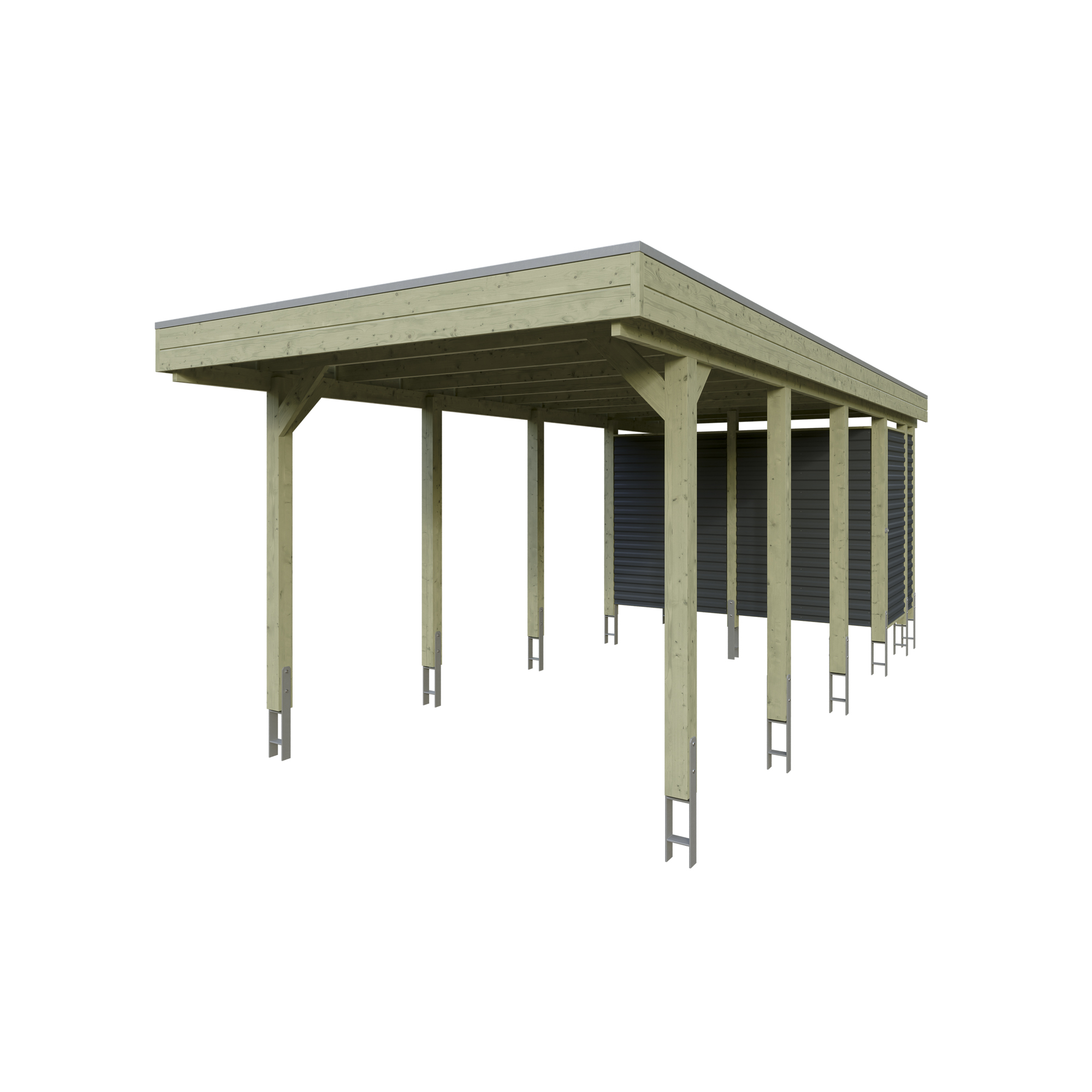 Einzelcarport 'Friesland Hybrid Set 12' Fichtenholz 314 x 708 cm