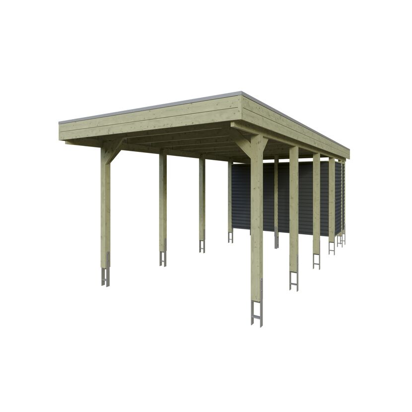 Einzelcarport 'Friesland Hybrid Set 12' Fichtenholz 314 x 708 cm