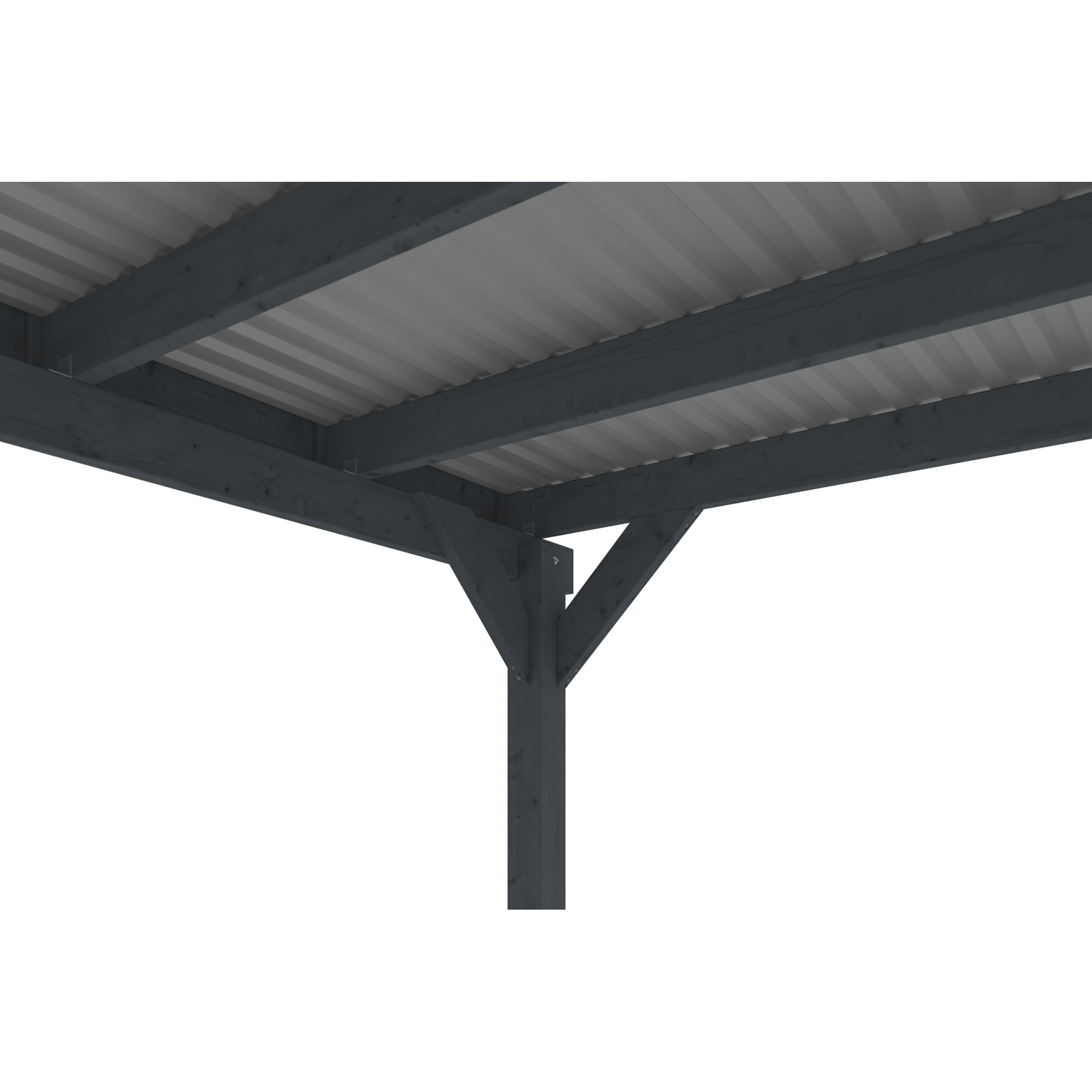 Einzelcarport 'Friesland Hybrid Set 12' Fichtenholz anthrazit 314 x 708 cm
