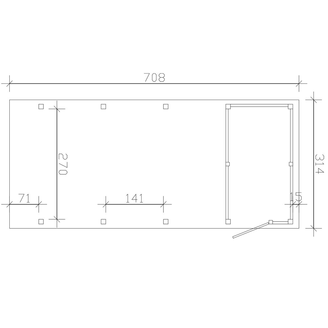 Einzelcarport 'Friesland Hybrid Set 12' Fichtenholz anthrazit 314 x 708 cm
