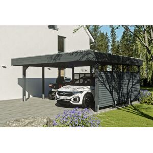 Doppelcarport 'Friesland Hybrid Set 13' Fichtenholz anthrazit 557 x 555 cm