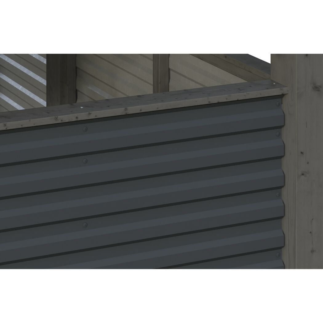 Doppelcarport 'Friesland Hybrid Set 14' Fichtenholz schiefergrau 557 x 708 cm