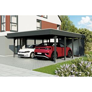 Doppelcarport 'Friesland Hybrid Set 14' Fichtenholz anthrazit 557 x 708 cm