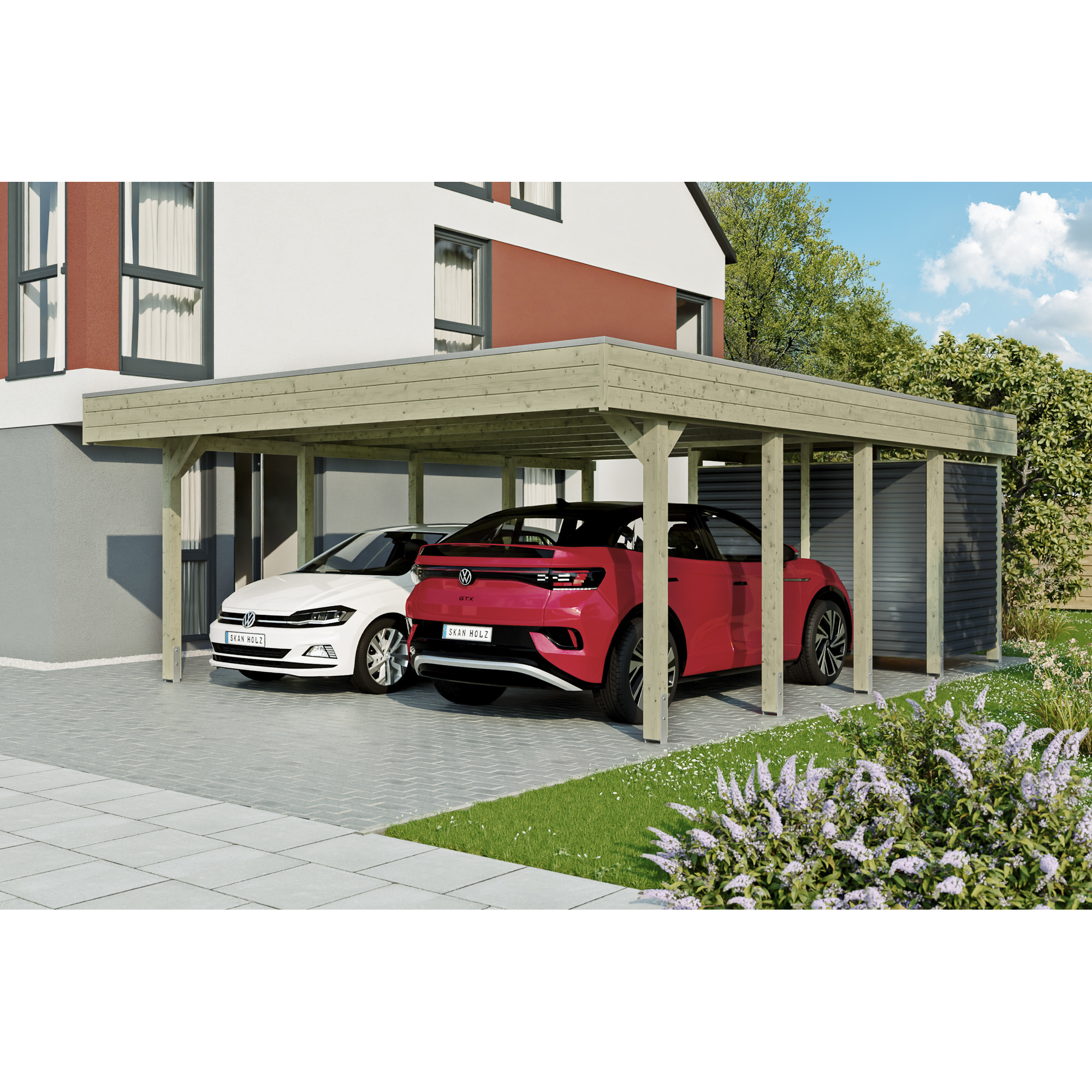 Doppelcarport 'Friesland Hybrid Set 14' Fichtenholz 557 x 708 cm
