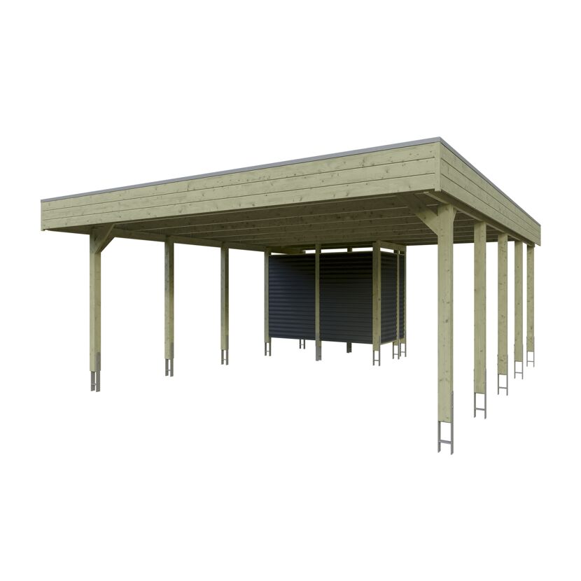 Doppelcarport 'Friesland Hybrid Set 14' Fichtenholz 557 x 708 cm