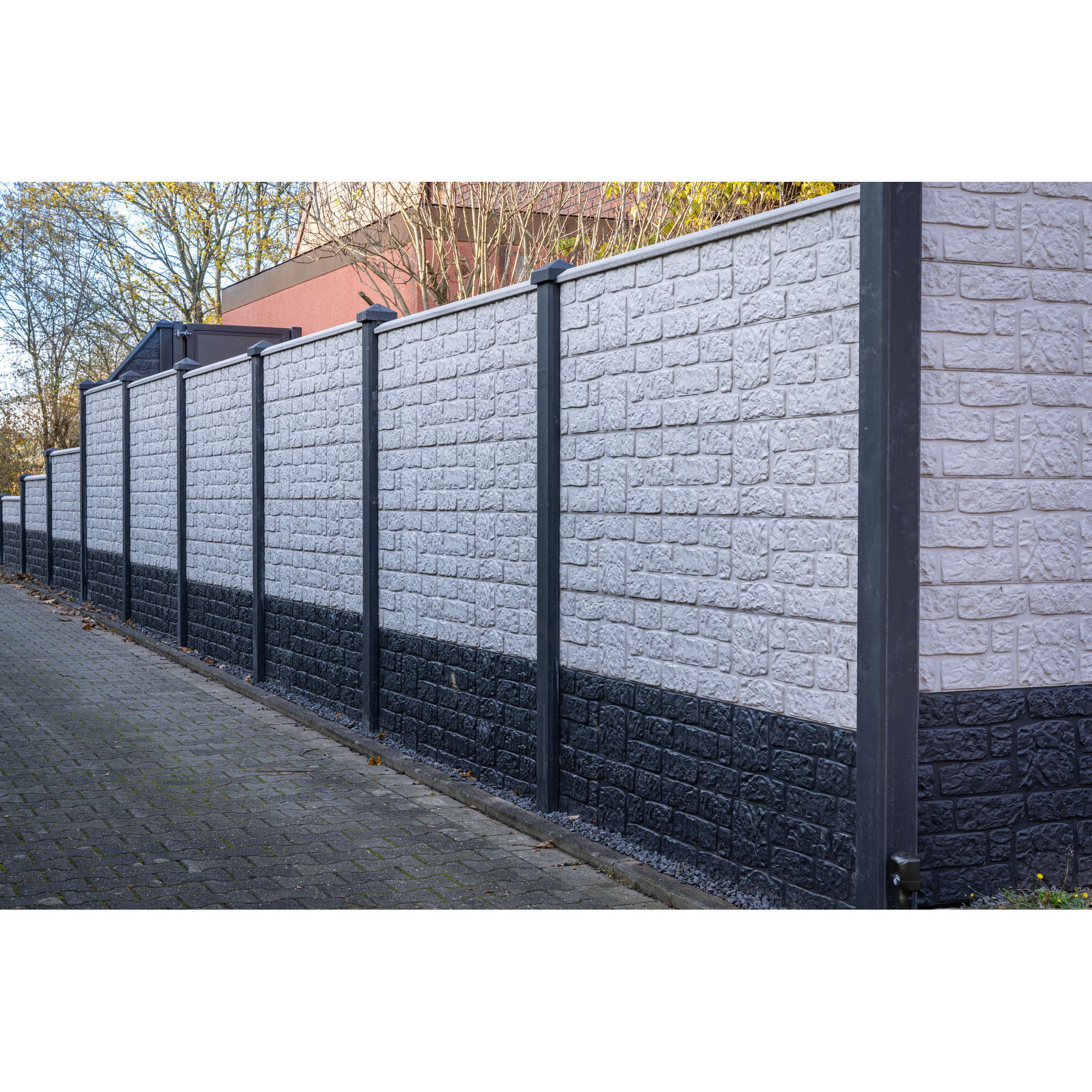 Betonzaunplatte 'Klassik Romania' betongrau 184 x 26 x 4,8 cm