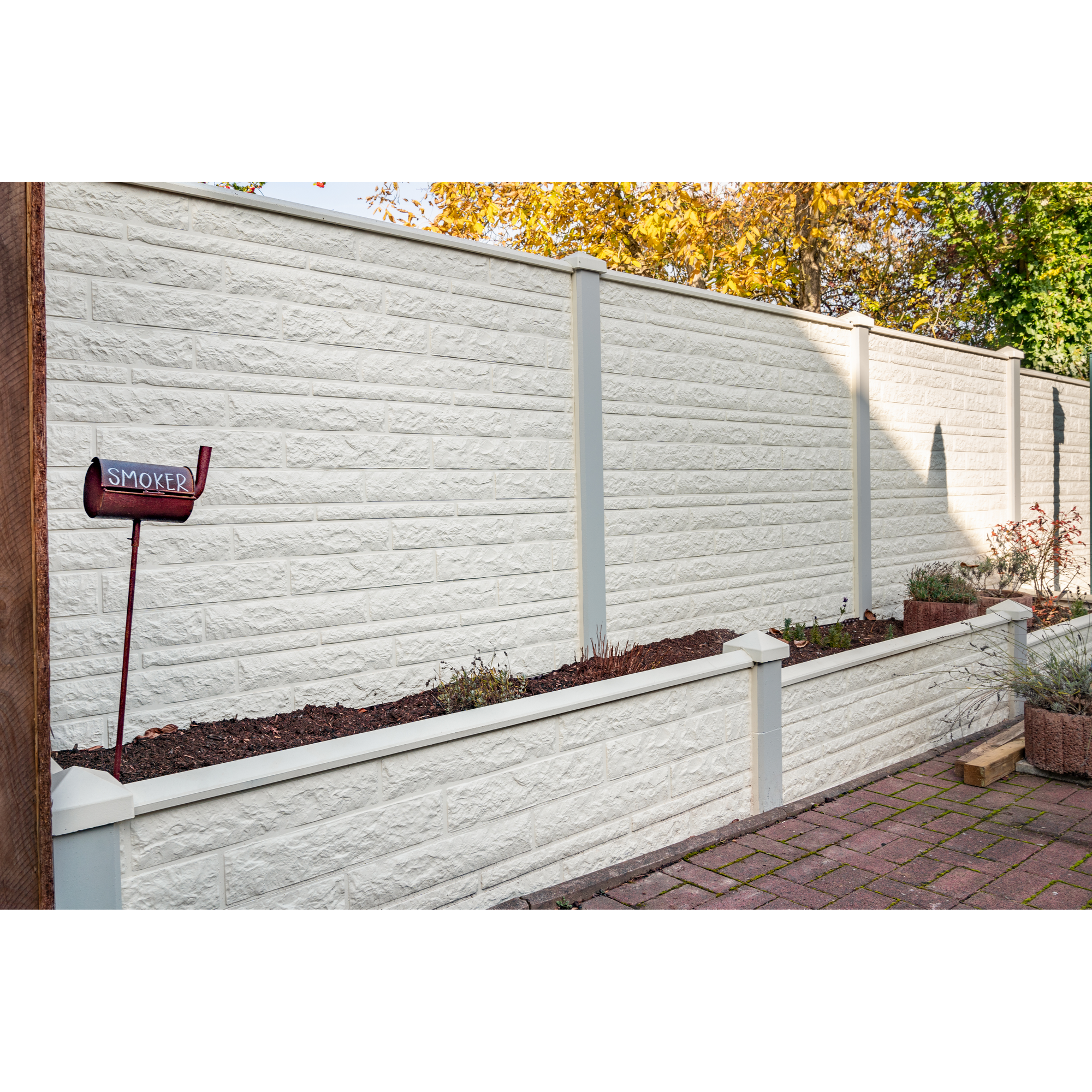 Zaunplatte 'Klassik Fels' betongrau 184 x 4,8 x 26 cm