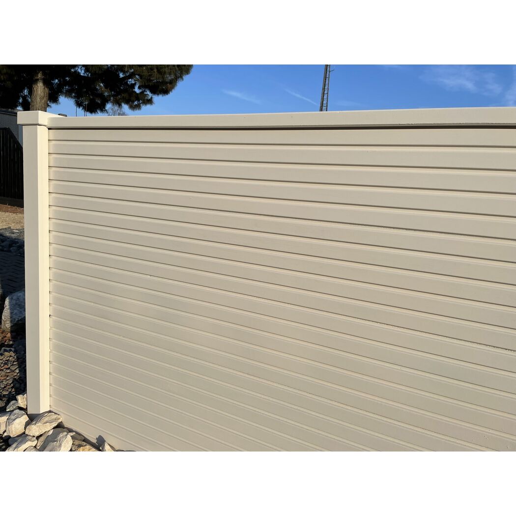 Zaunplatte 'Klassik Linear' betongrau 184 x 3,5 x 26 cm