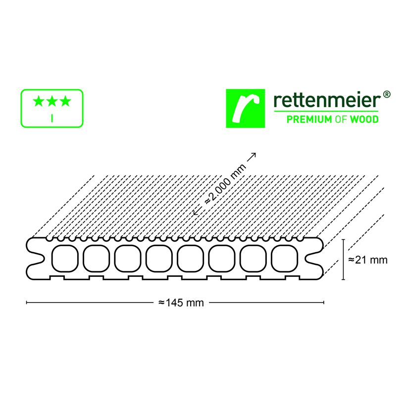WPC-Terrassendiele 'Artwood' hellbraun 2000 x 145 x 21 mm
