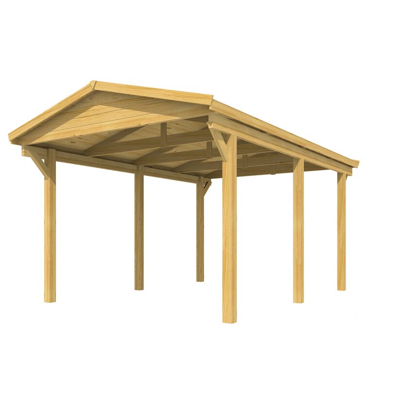 Holzcarport mit Satteldach