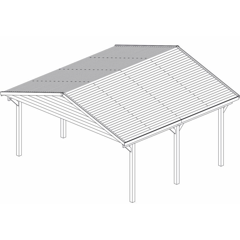 Doppelcarport Sattel 530 x 504 cm, Zeichnung