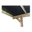 Carportdach mit Holzbalken und schwarzem Wellblech
