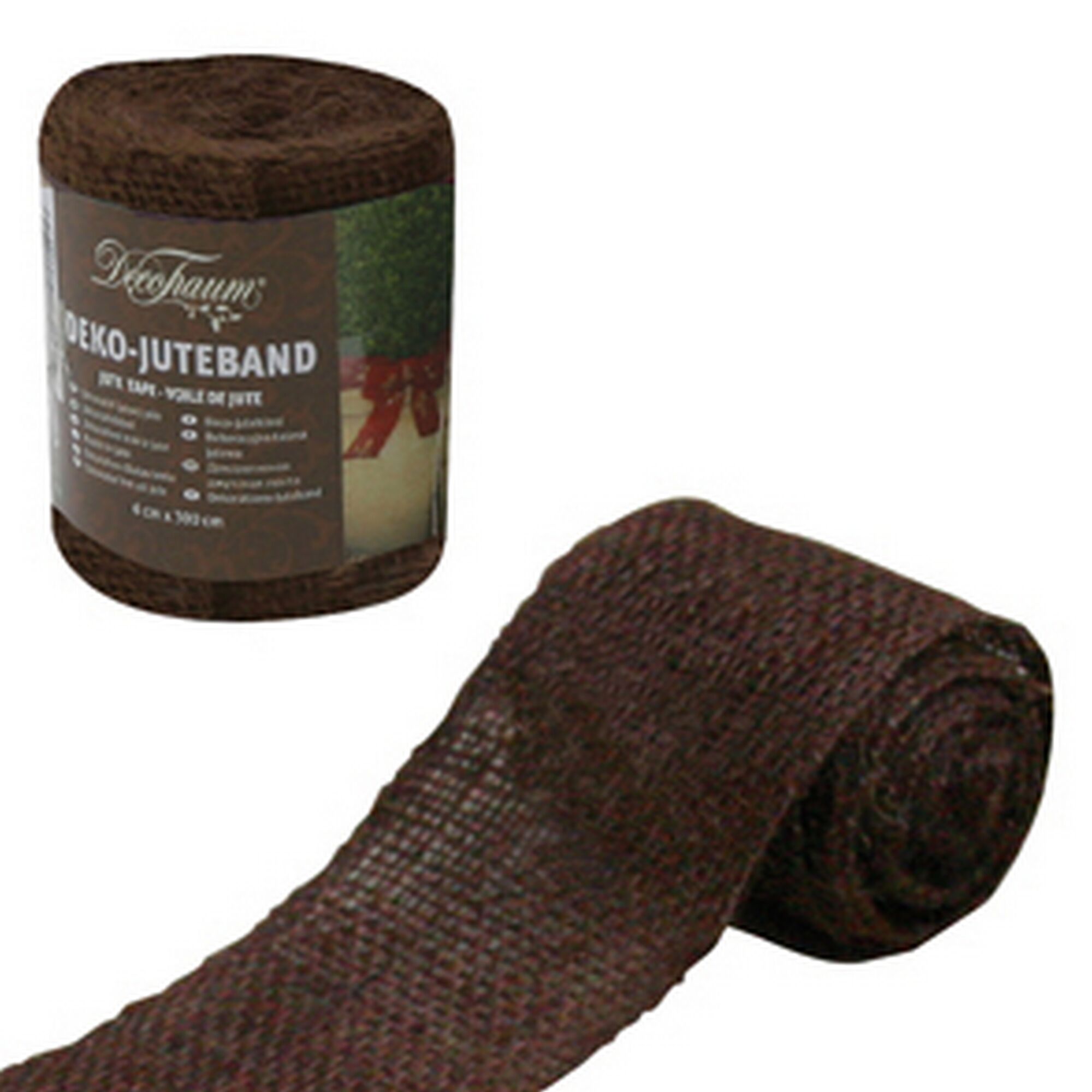 Braunes Juteband, 6 cm x 3 m, der Marke Dekobaum